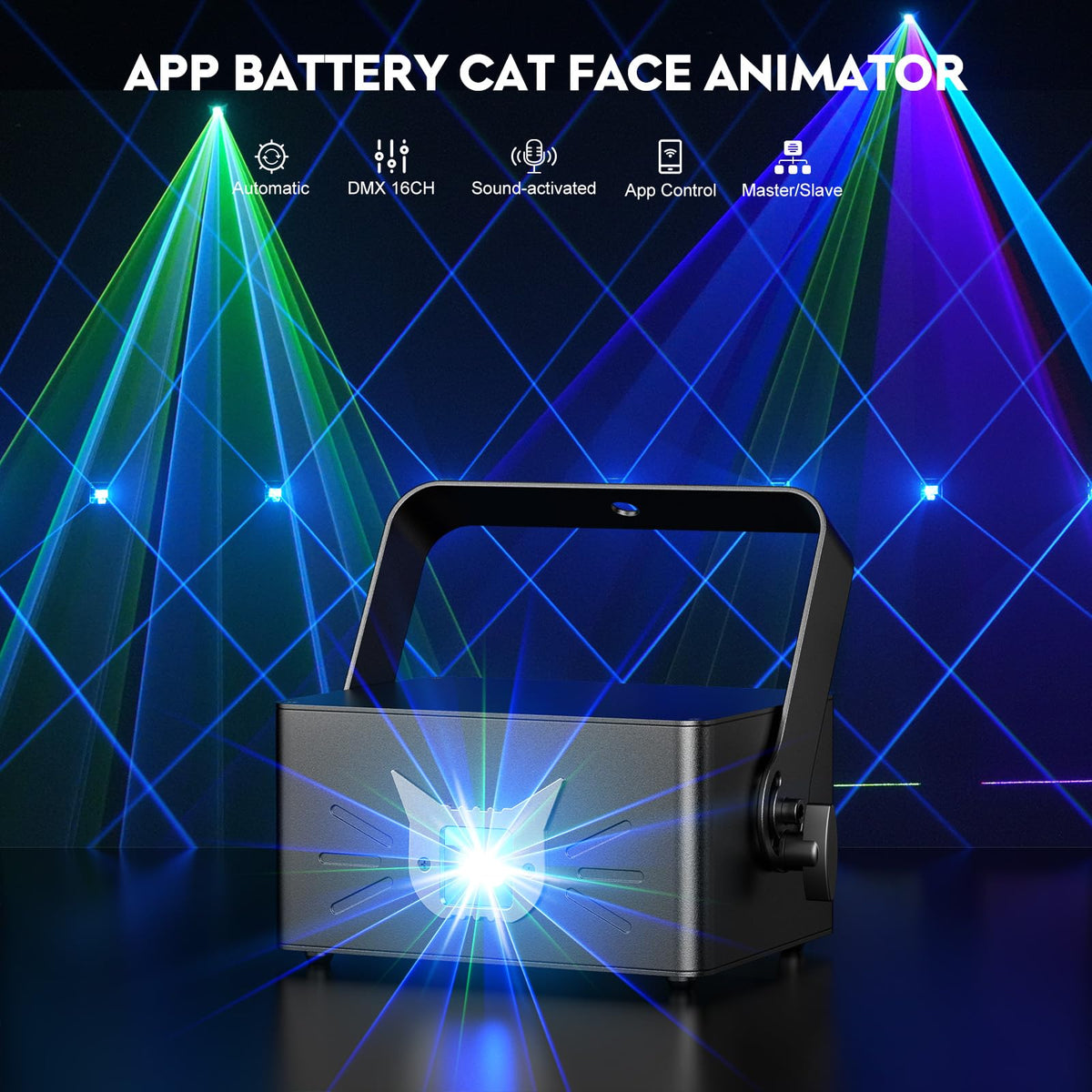 Animation DJ Laser Light,3D Animation Laser Machine with Bluetooth APP,RGB Party Laser Light Show, Built-in 5200mAh Battery for Wedding Party Disco Lights Bar Club Stage DJ Lighting