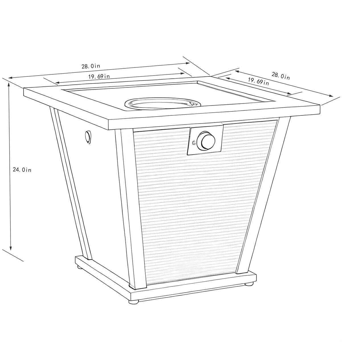 28" Propane Gas Fire Pit Table, 50000 BTU Square Outdoor Fire Pit with Steel Tabletop & Textilene Base, Patio Fire Table with Lid, Lava Rocks & Rain Cover for Backyard Deck Garden, Brown