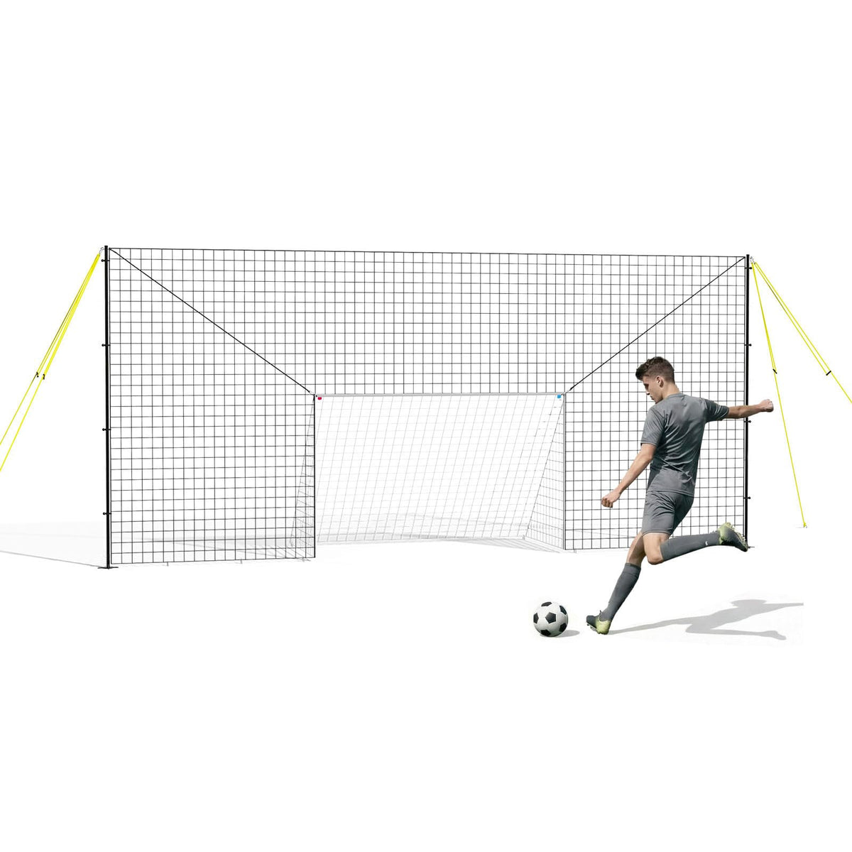 3-in-1 Soccer Goal with Rebounder & Backstop Net, Soccer Training Equipment for Backyard, Soccer Rebounder for Shooting, Passing & Ball Control, Kids & Youth (Junior)