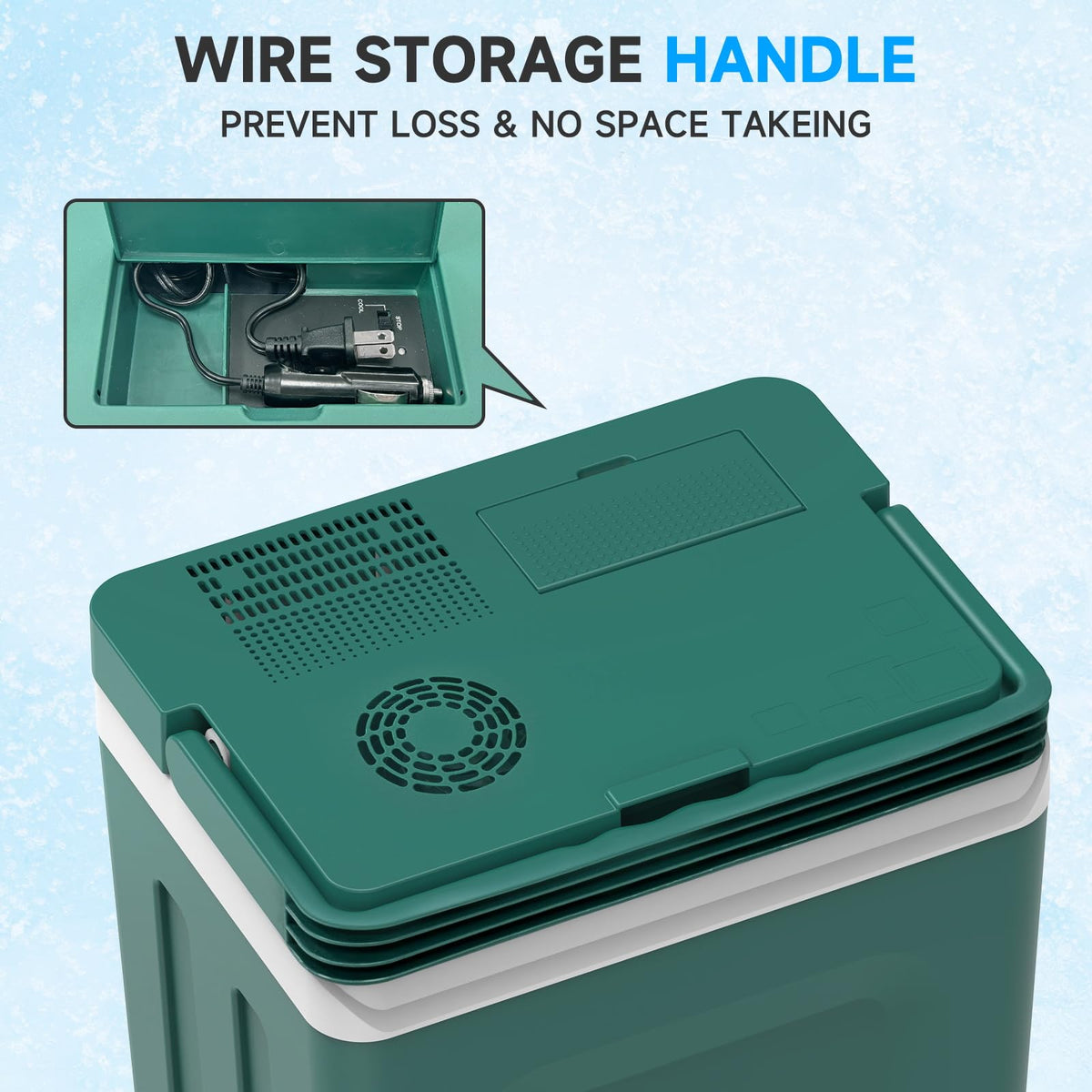 SHAREWIN Electric Cooler & Warmer with Handle 26.5 Quart/25L Portable Thermoelectric Fridge for Vehicles & Trucks with 110V AC & 12V DC, 12V Car Cooler for Camping, Travel Army Green