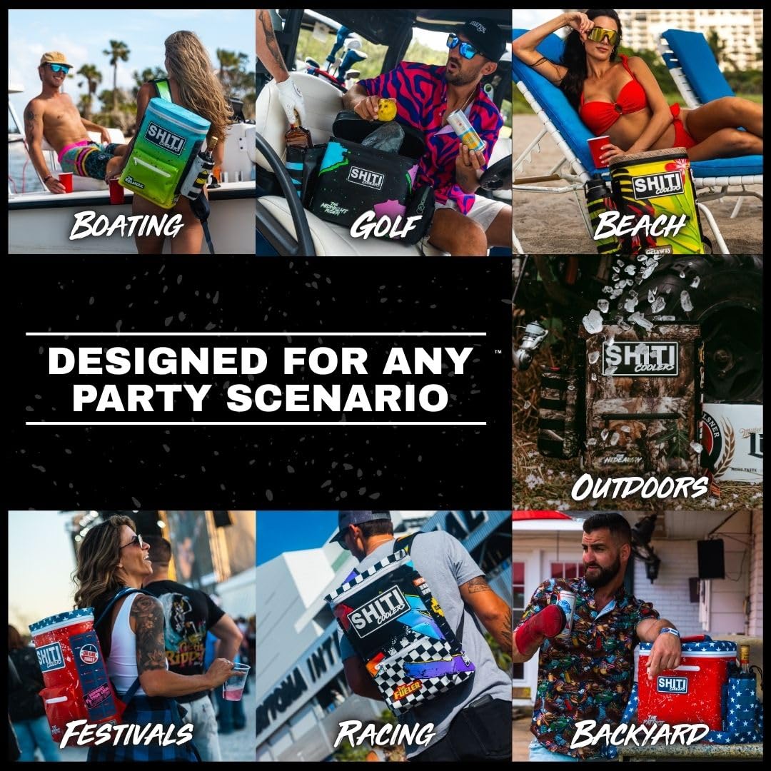 SHITI Coolers Cooler Backpack for Camping, Travel, Beach, Soft Lunch Box for Food, Drinks & Ice, Portable, Waterproof 24 Hr Insulated Bag with Shoulder Straps, Customizable, the Hideaway, 15 Cans