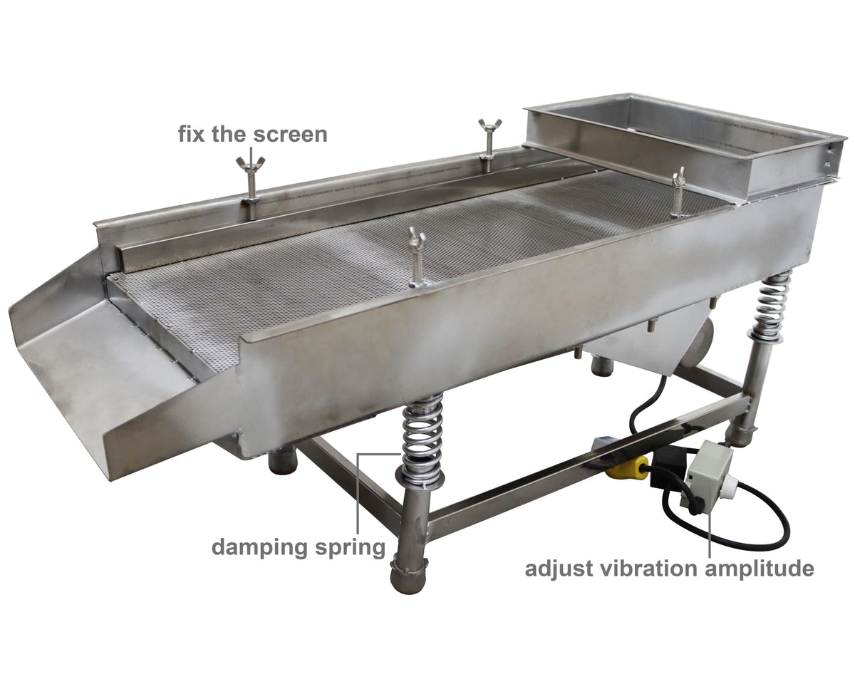 TECHTONGDA Straight Vibrating Sieve Screen Shaker Electric Linear Sifter Machine Stainless Steel One Layer One Motor 4mm Screen Size 11.8×29.5inch 110V