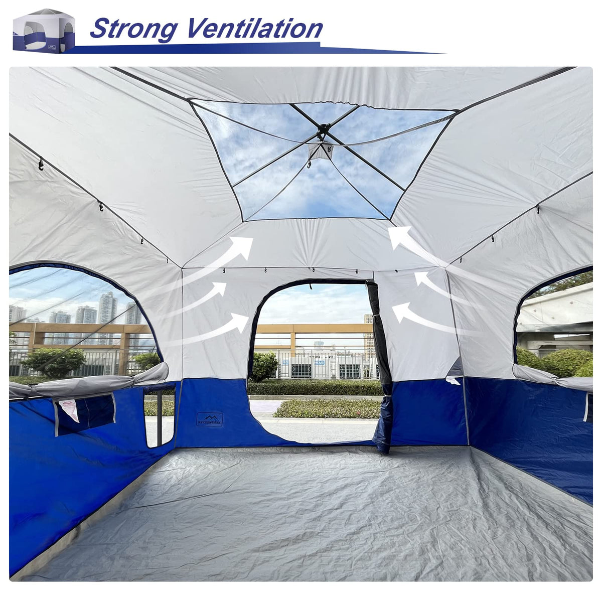 KAMPKEEPER Camping Inner Tent for Pop Up Canopy, Converts 10'x10' Straight Leg Canopy into Camping Tent–Fully Vented Roof(Top & Frame NOT Included) (Navy Blue, with Dog Hole)