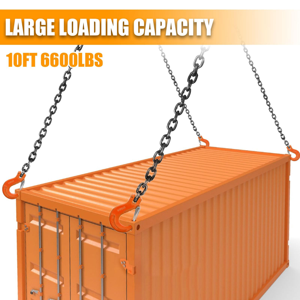 SALUINOKI Lift Chain Sling with Hooks 10Ft 4 Way x 1/4 inch 6600lbs 3 Ton for Chains Lifting