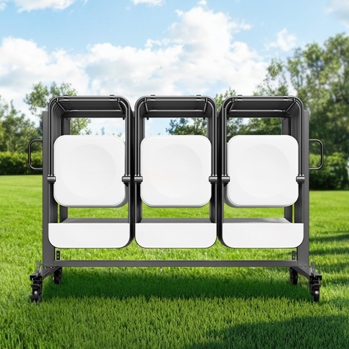 VEVOR Folding Chair Rack, 400 LBS Capacity, Heavy-Duty Chair Cart for 42 Chairs or 12 Tables, Multi-Function Chair Storage Dolly with Rubber Wheels and Holders, Large Chair Holder, Matte Black
