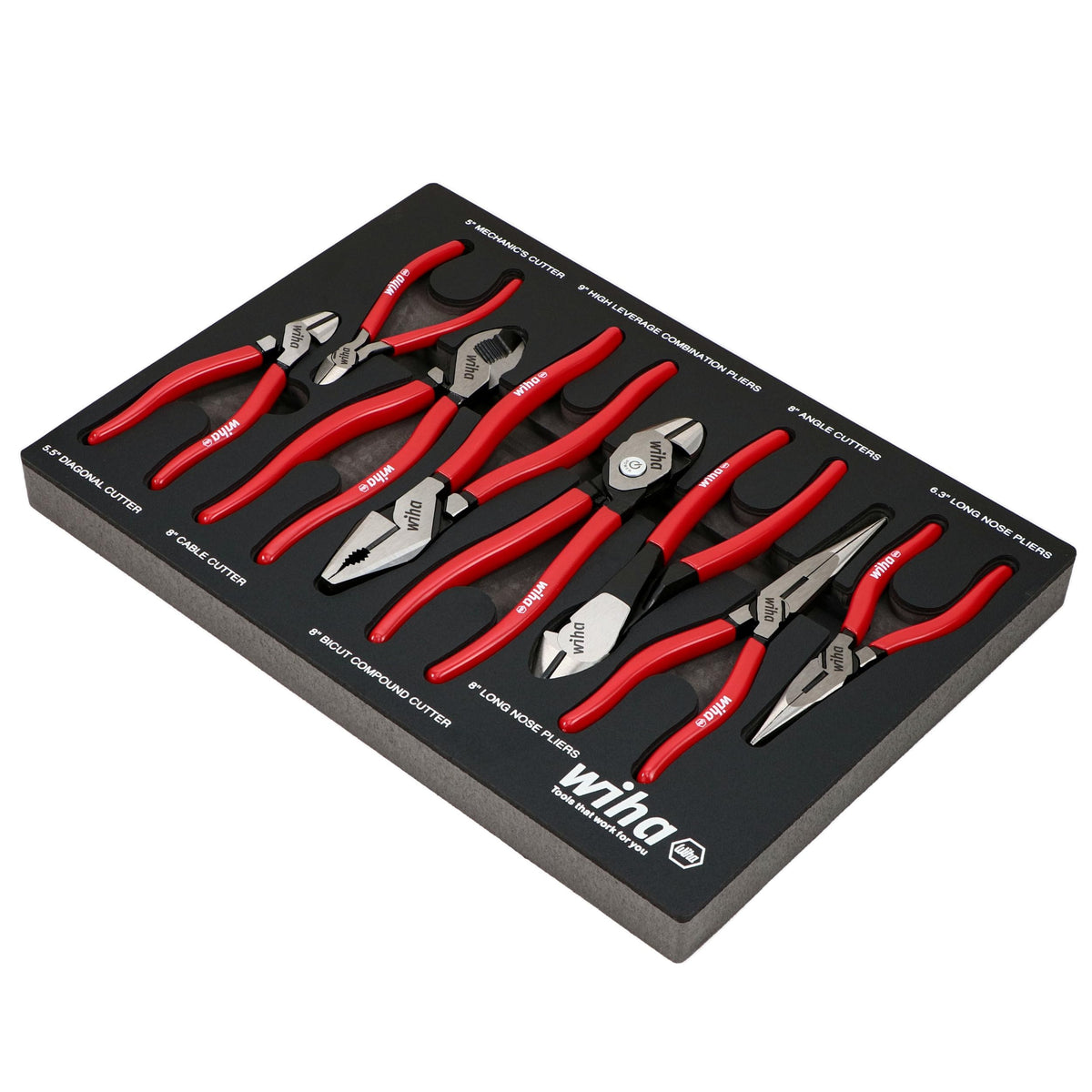 Wiha 34682 8 Piece Classic Grip Pliers and Cutters Tray Set