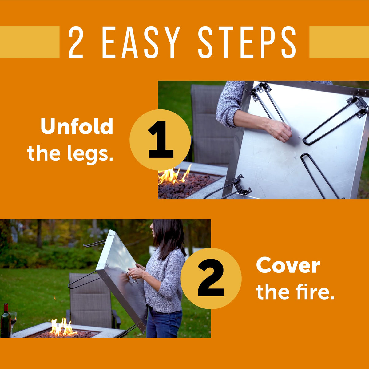 Maplefield Stainless Steel Fire Pit Heat Deflector – Outdoor Heat Shield for Tabletop & Camping Stove