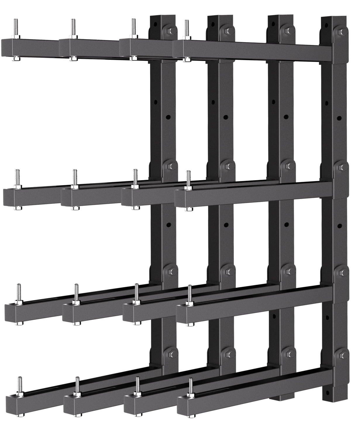 KOSEOO Lumber Storage Rack Wall Mount, Folding Wood Storage Racks Heavy Duty for Garage Metal Lumber Rack Indoor and Outdoor with 4-Level, 4 Pack, Black