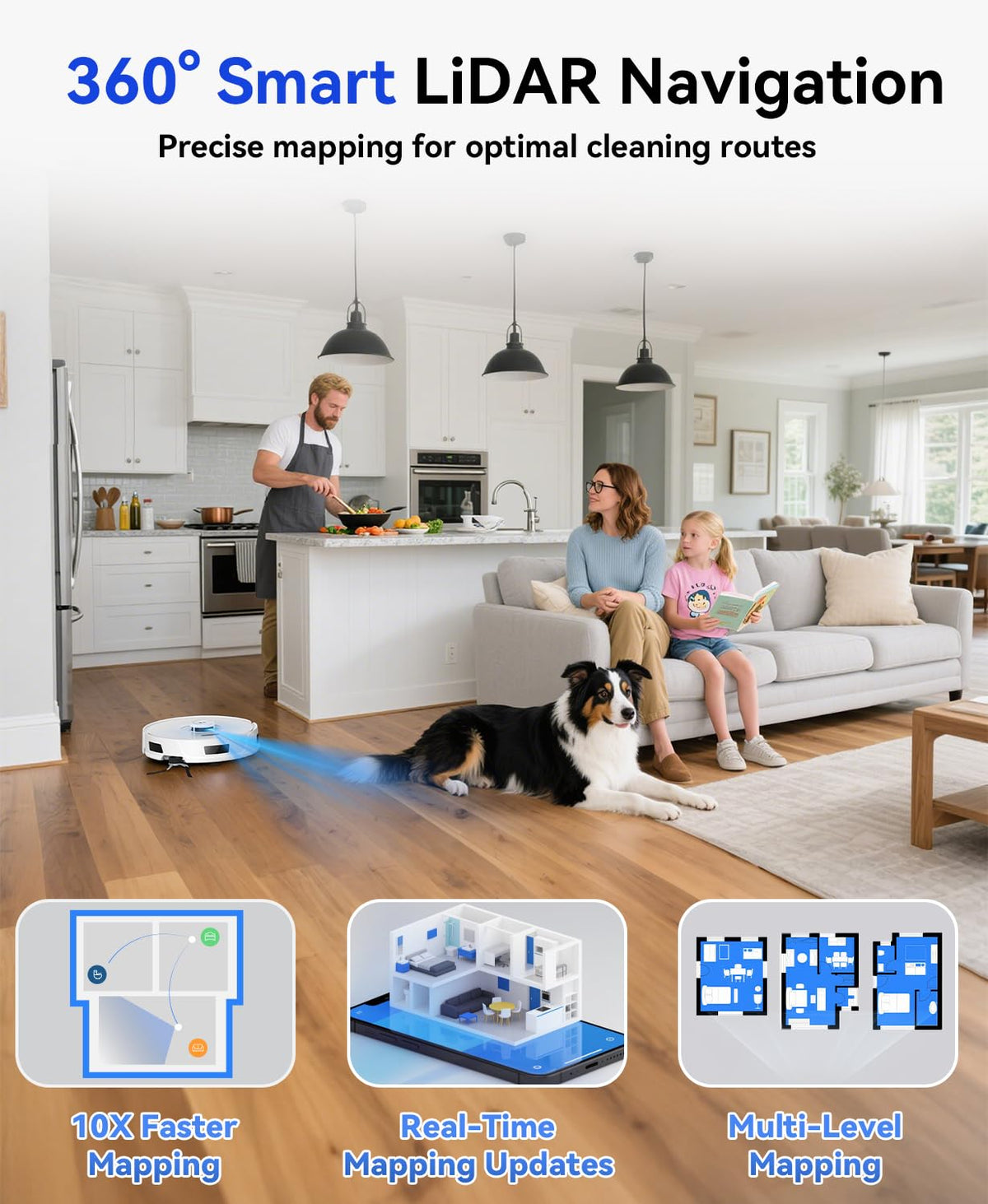 Redroad Robot Vacuum and Mop 20,000Pa Robot Vacuum Cleaner,120Day Self Emptying Vacuum Robot,Lidar Navigation,5G/2.4GWiFi APP Aspirateur Robot,Self-Charging Robot Vacuums for Pet,Floor,Carpet R11White