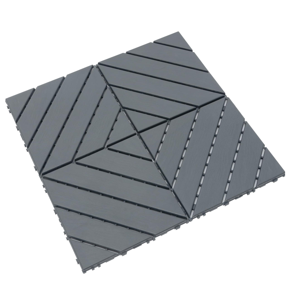 44-Pack Interlocking PP Deck Tiles, 12"x12"x 0.8" Waterproof Flooring, All-Weather Anti-Slip Patio Tiles for Indoor/Outdoor,Poolside, Garden, Balcony, Patio – Easy DIY Installation,Dark Gray C