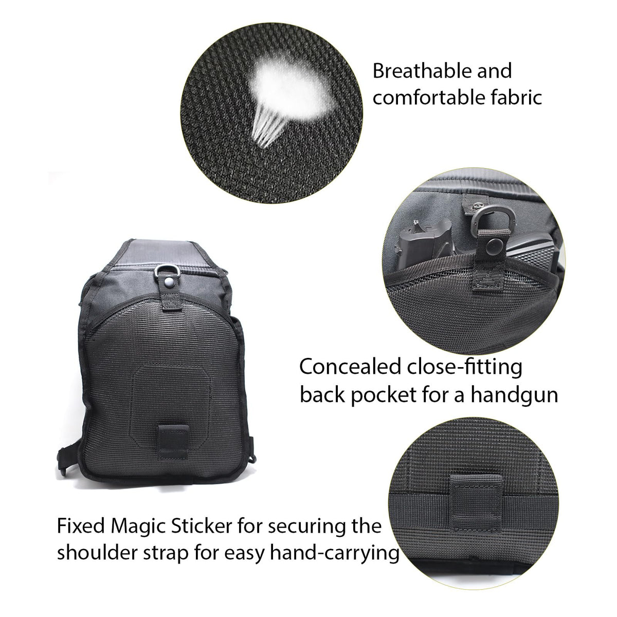 GAZJYUSP Tactical travel sling bag Molle Crossbody bag Small tactical concealed carry bag Over the shoulder bag Daypack Range Bag Shoulder pack Hunting chest Bag (Black)