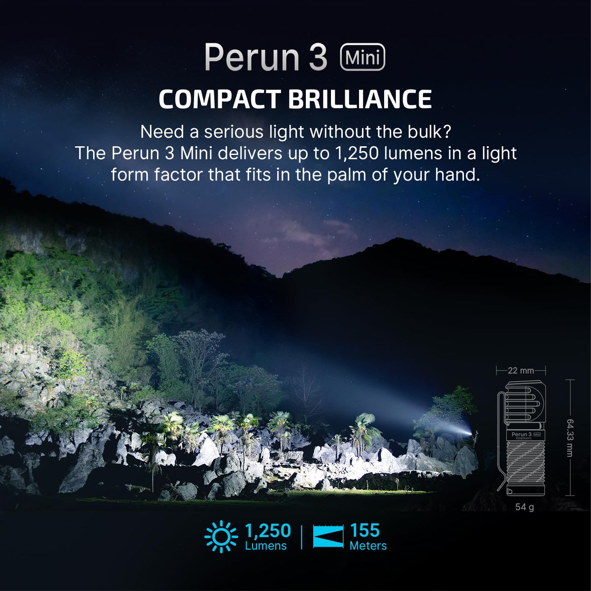 OLIGHT Perun 3 Mini Premium Headlamp 1250 Lumens with Type-C Charging Box, Rechargeable Headlight with Red Light Option,Perfect for Working, Hiking, Camping and Climbing (Midnight Blue)