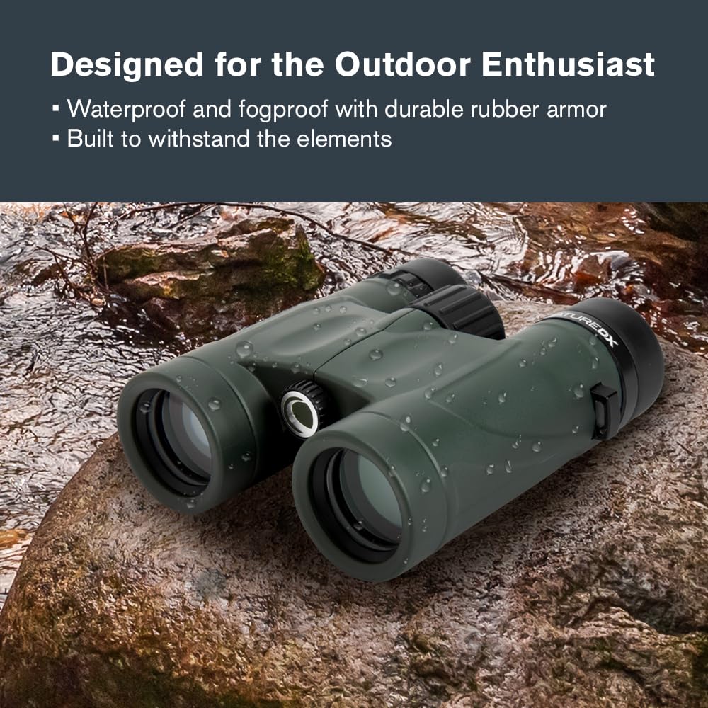 Celestron - Nature DX 10x32 Binoculars – Ideal for Birding and Outdoors – 32mm Objective Lenses – Wide 7.4° Field of View – BaK-4 Prisms – Fully Multi-Coated – Waterproof and Fogproof