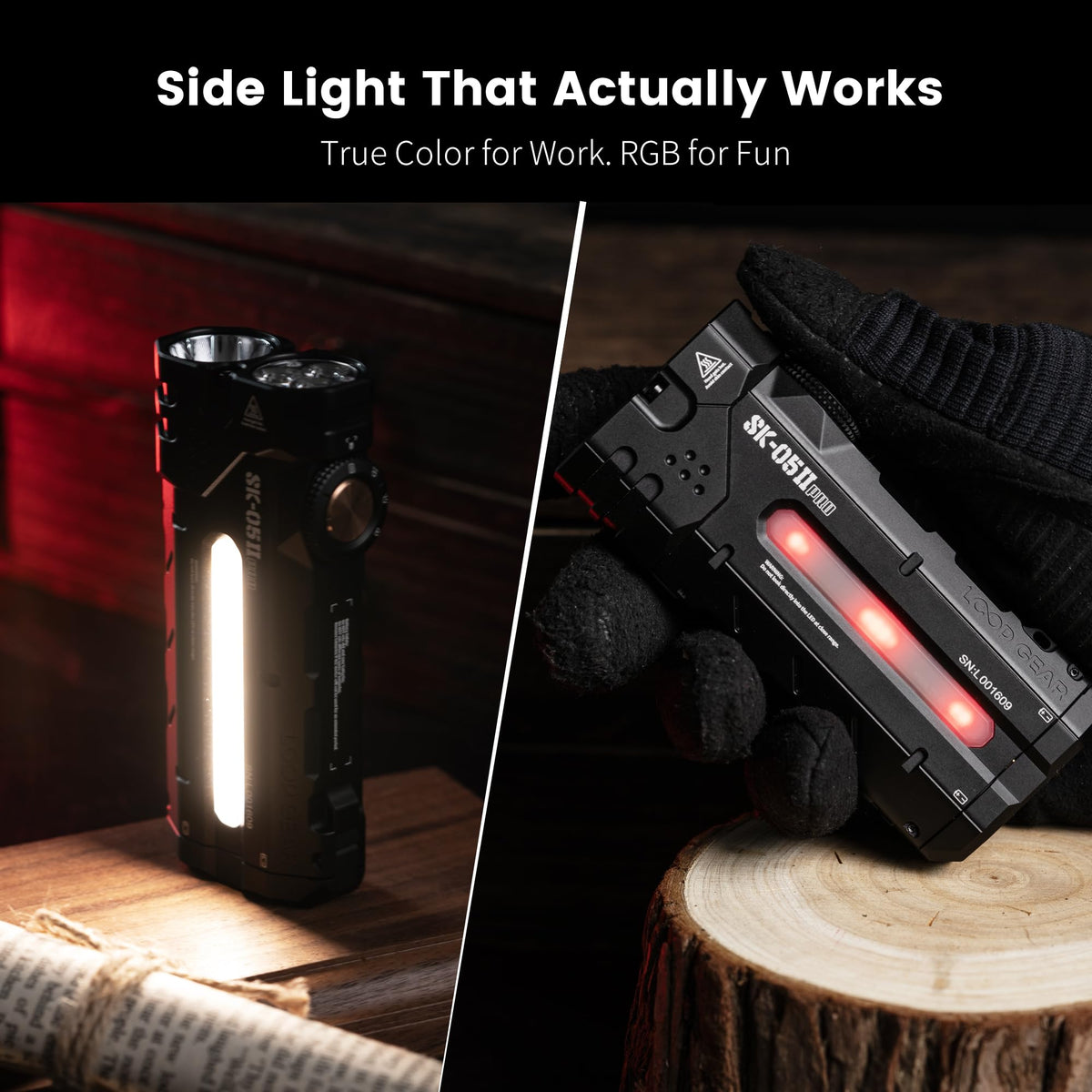 LOOP GEAR Powerful + Fun EDC Flashlight Bundle SK05 Pro 2 (5000LM Rechargeable Flat Flashlight, Dual 4000mAh, IP68, Magnetic, High-CRI & RGB Sidelight) + LOOPDOT Pocket RGB Light with Interactive Gam