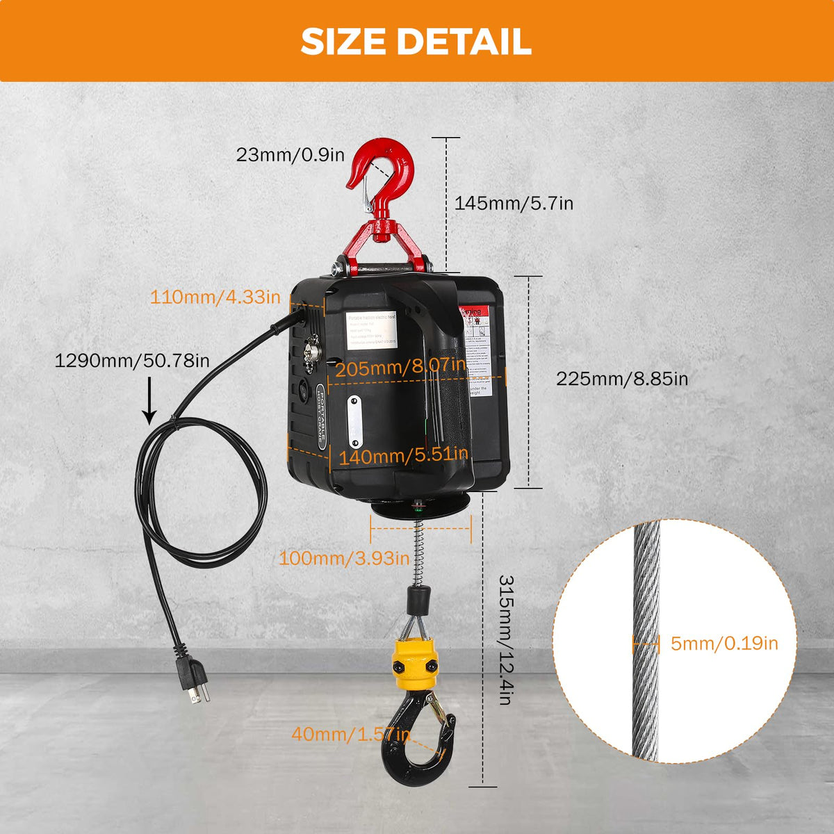 BEAMNOVA 1543lbs Portable 3-in-1 Electric Hoist Wireless Remote Control 110V 120 Volts 700kg Winch Crane Machine Hook Pulley System with Gloves