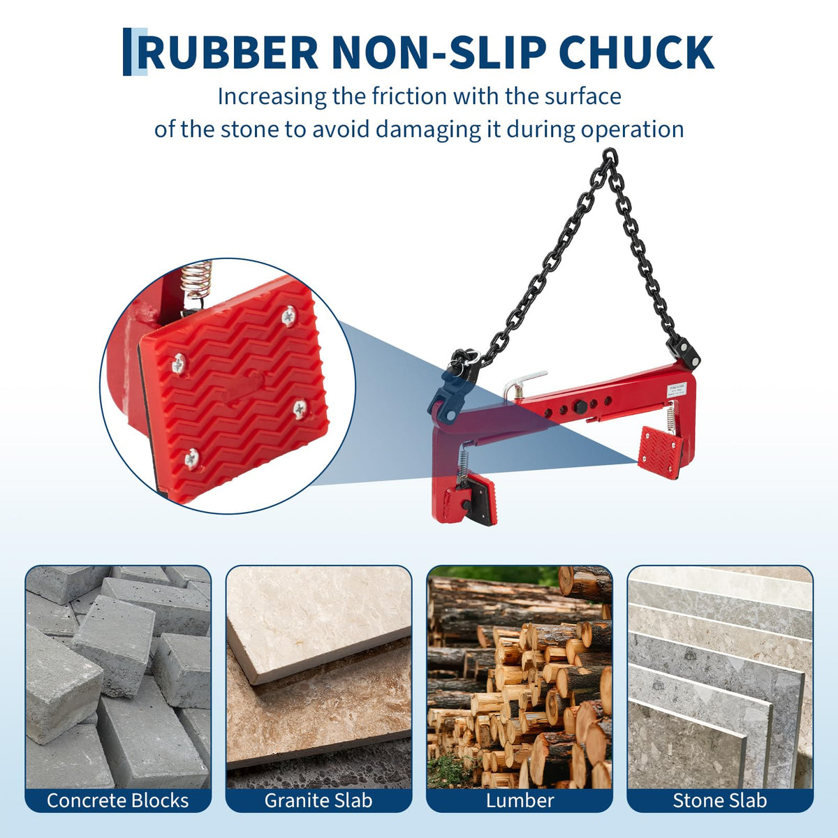 Stone Lifting Clamp 716LBS,Heavy Duty Granite Slab Lifter,30-51cm Adjustable Opening, Non-Slip Vertical Stone Clamp for Concrete Block Marble Slab Lifting Transportin