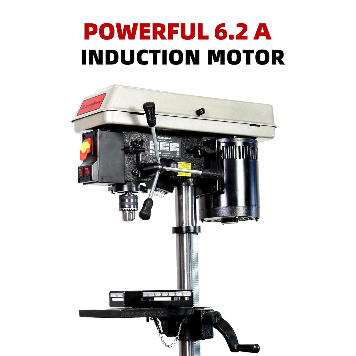 BUCKTOOL 10-Inch Drill Press 6.2 Amp 3/4 HP Bench Drill Press 5-Speed Benchtop Drilling Machine with LED Work Light