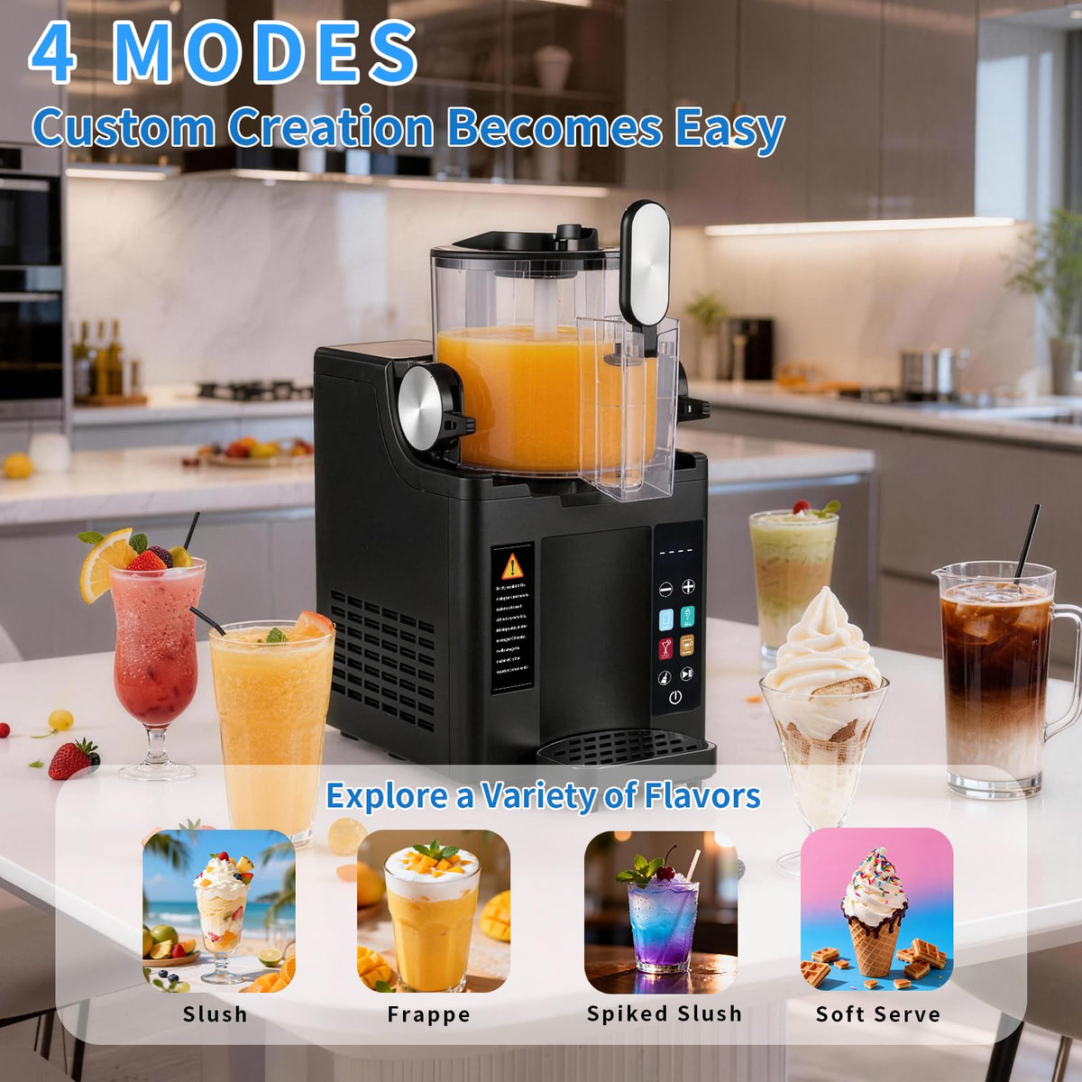 Slushie Machine& Soft Serve Ice Cream Maker, Slushie Machine for Home,Frozen Drink Machine, No Ice Needed, Self Cleaning Slushy Machine, Perfect for Milkshake, Frozen Margaritas, Cocktail and More