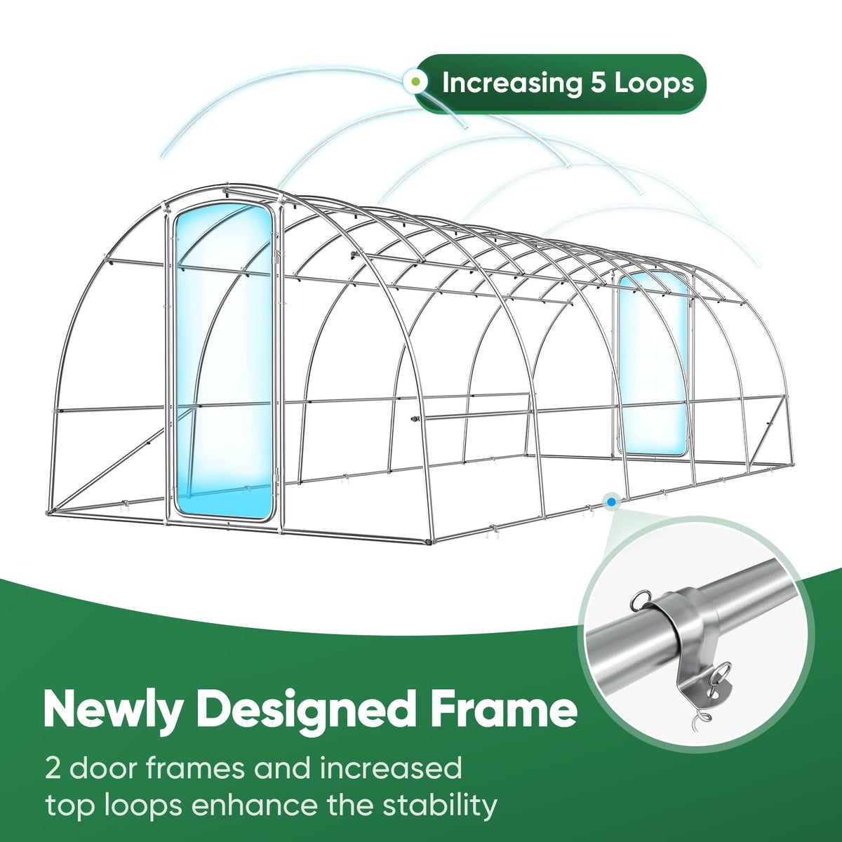 Quictent 25x10x6.6 FT Premium Greenhouse for Outdoors with 2 Door Frames, Reinforced Top Structure & Cover, Large Heavy Duty Walk-in Tunnel Hoop Green House for Garden Backyard Flower Winter, White