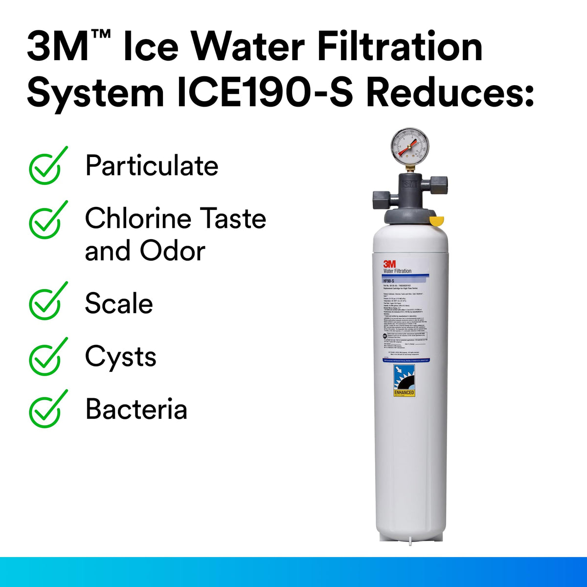 3M ICE190-S Water Filtration System for Commercial Ice Maker Machines, Reduces Scale, Bacteria and Cysts