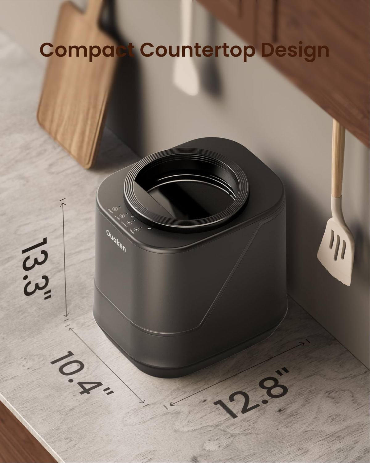 Ouaken 4L Electric Composter for Kitchen, Smart Countertop Compost Bin, Odorless | Low Noise | Auto-Cleaning | Turn Food Waste into Fertilizer, Indoor Food Waste Compost Machine, Black