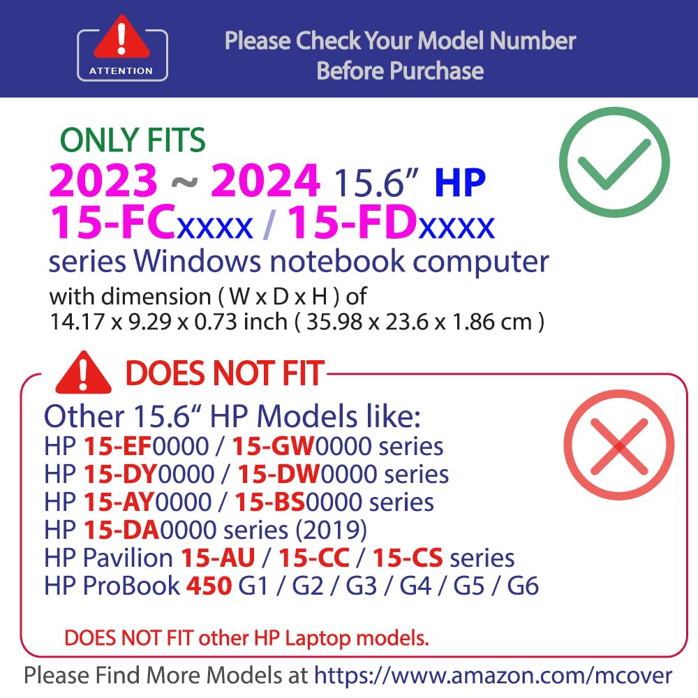 mCover Case Compatible ONLY for 2023-2024 15.6-inch HP Laptop 15-FCxxxx / 15-FDxxxx Series Windows Notebook PC (NOT Fitting Any Other HP Laptop Models) - Aqua