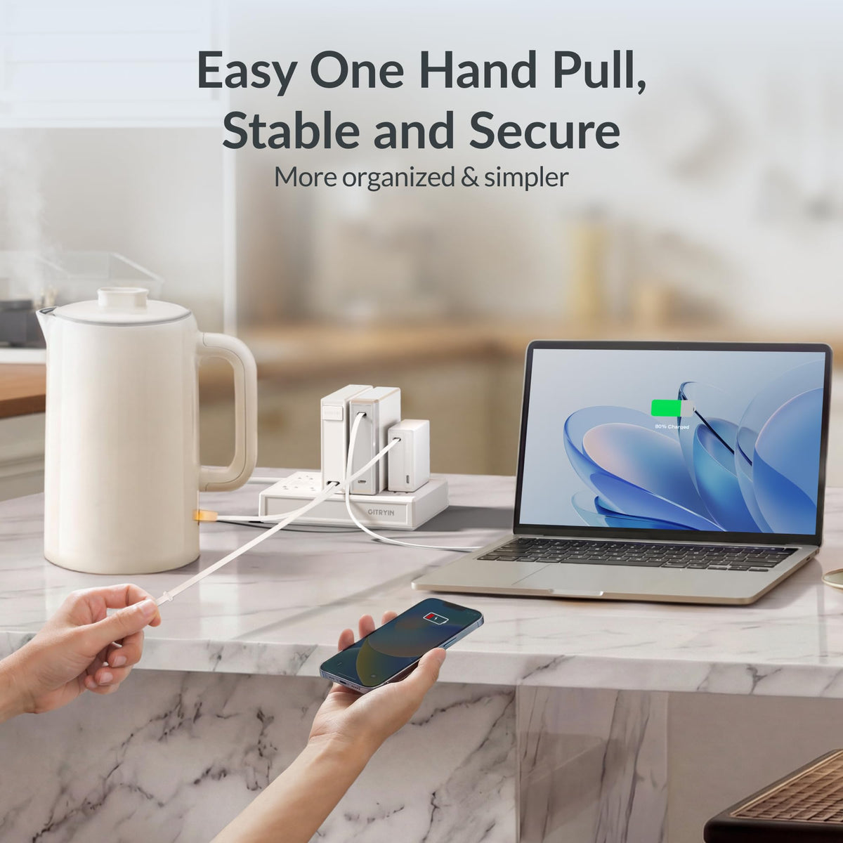 Gitryin Modular Laptop Charging Station, 2 * 140W, 3 * 40W Retractable USB C Chargers, 10 Type C Ports with Cooling Power Strip, 400W Charging Hub