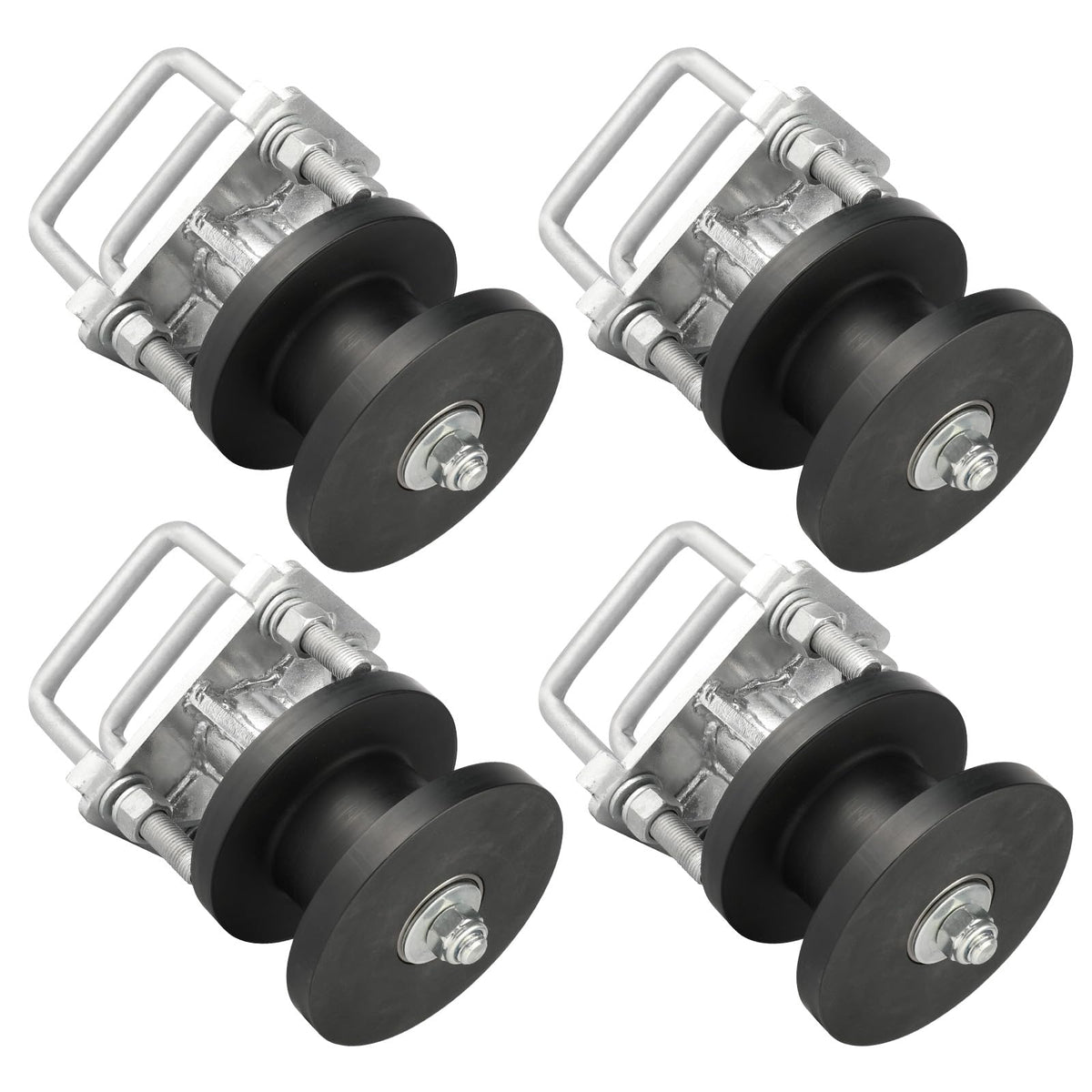 Wmebee 4 Pack Nylon Cantilever Rollers 2" Gate Frames, 4" Square Post Chain Link Fence Parts, Cantilevered Rail Fence Gate Kit