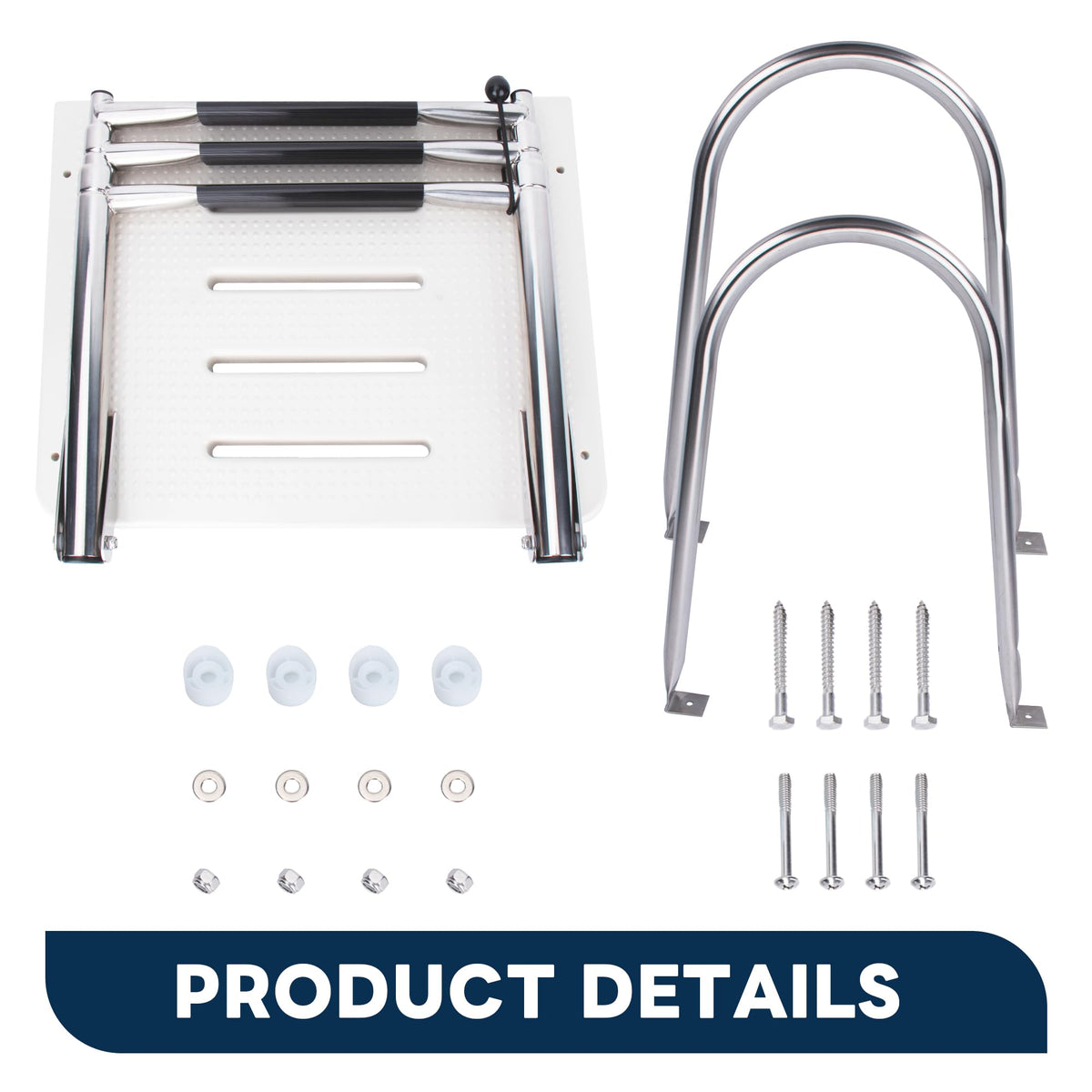 3-Step Boat Ladder with Swim Platform,Stainless Steel Dock Ladder with ABS Swim Platform 2 Handrails,500LBS Telescopic Boarding Ladder Dive Ladder for Pontoon Yacht