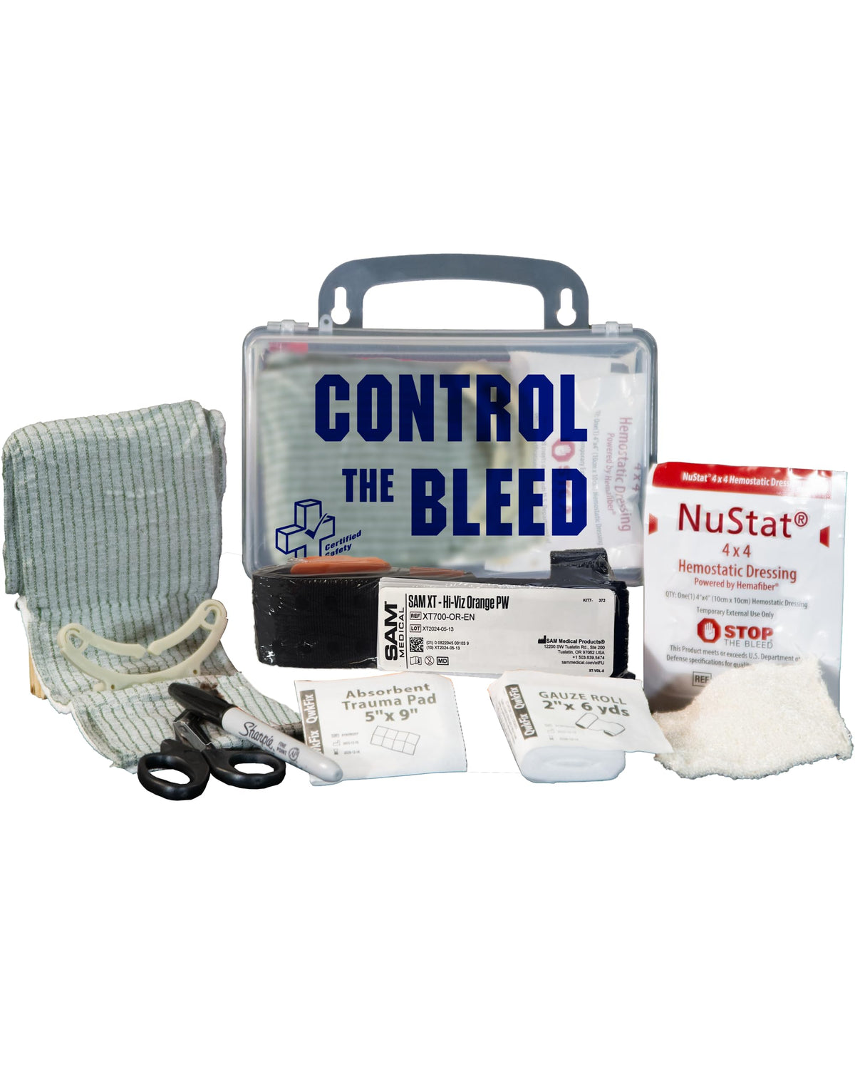 Certified Safety Mfg Control the Bleed Kit - 10pc USA-Made Control the Bleed Kit with Tourniquet, Gauze, Hemostatic Bandage, and More - Blood Clotting Products for Medical Trauma to Stop Bleeding