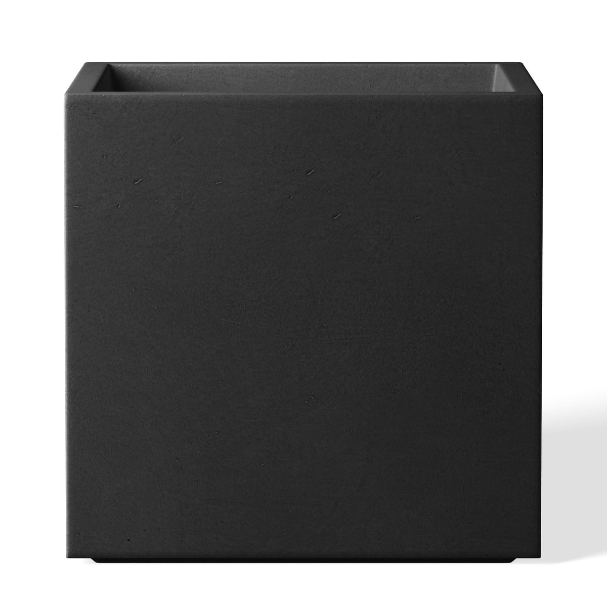 Kante 10 Inch Square Concrete Planter for Outdoor Indoor Home Patio Garden, Large Plant Pot with Drainage Hole and Rubber Plug, Black