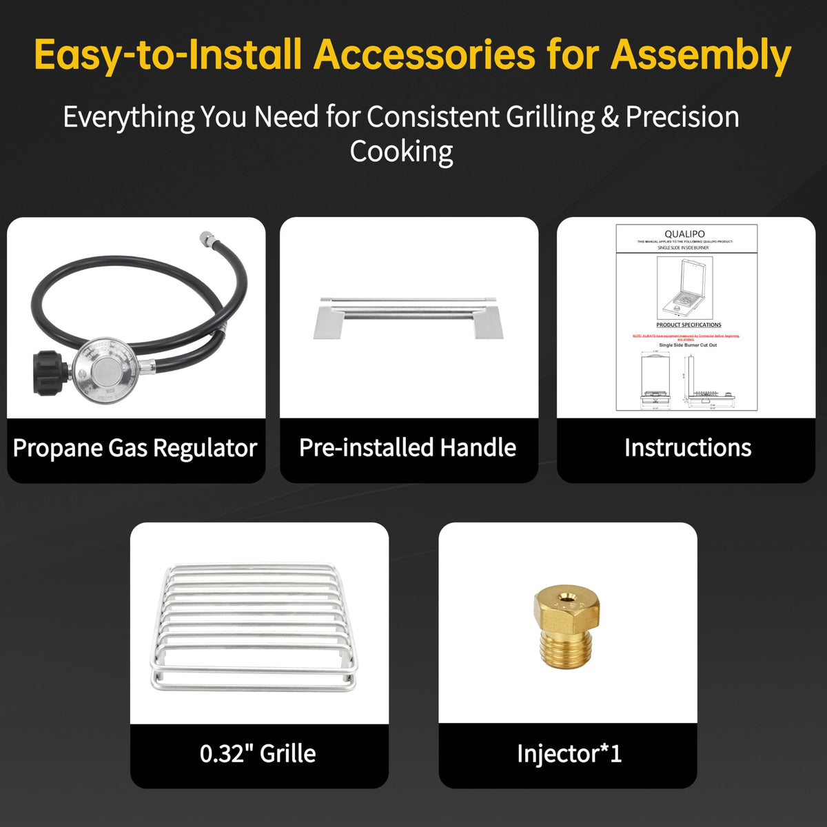 Built-in Single Grilling Side Burner for Outdoor Grill, Heavy-Duty 304 Stainless Steel, Drop-in Side Burner With Cover, 15,000BTU Propane & Natural Gas, Single Side Burner for Family Patio Parties
