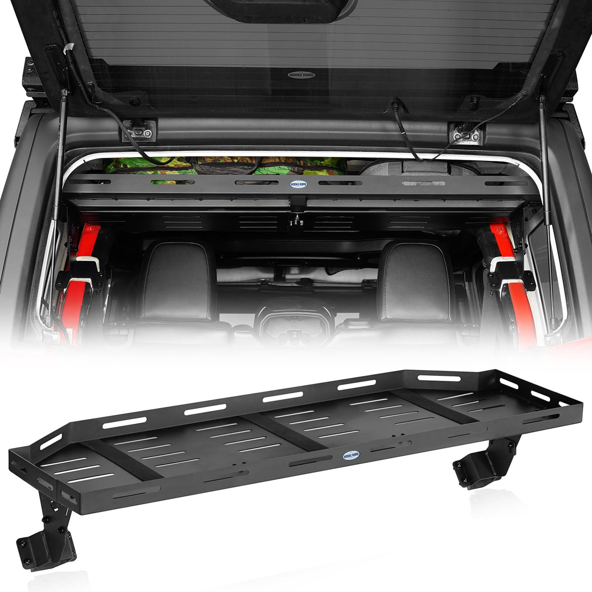 Hooke Road JLU Trunk Upper Cargo Basket Rack Tray for 2018-2026 Jeep Wrangler JL Unlimited 4-Door Hardtop, Interior Storage Platform Luggage Carrier Shelf