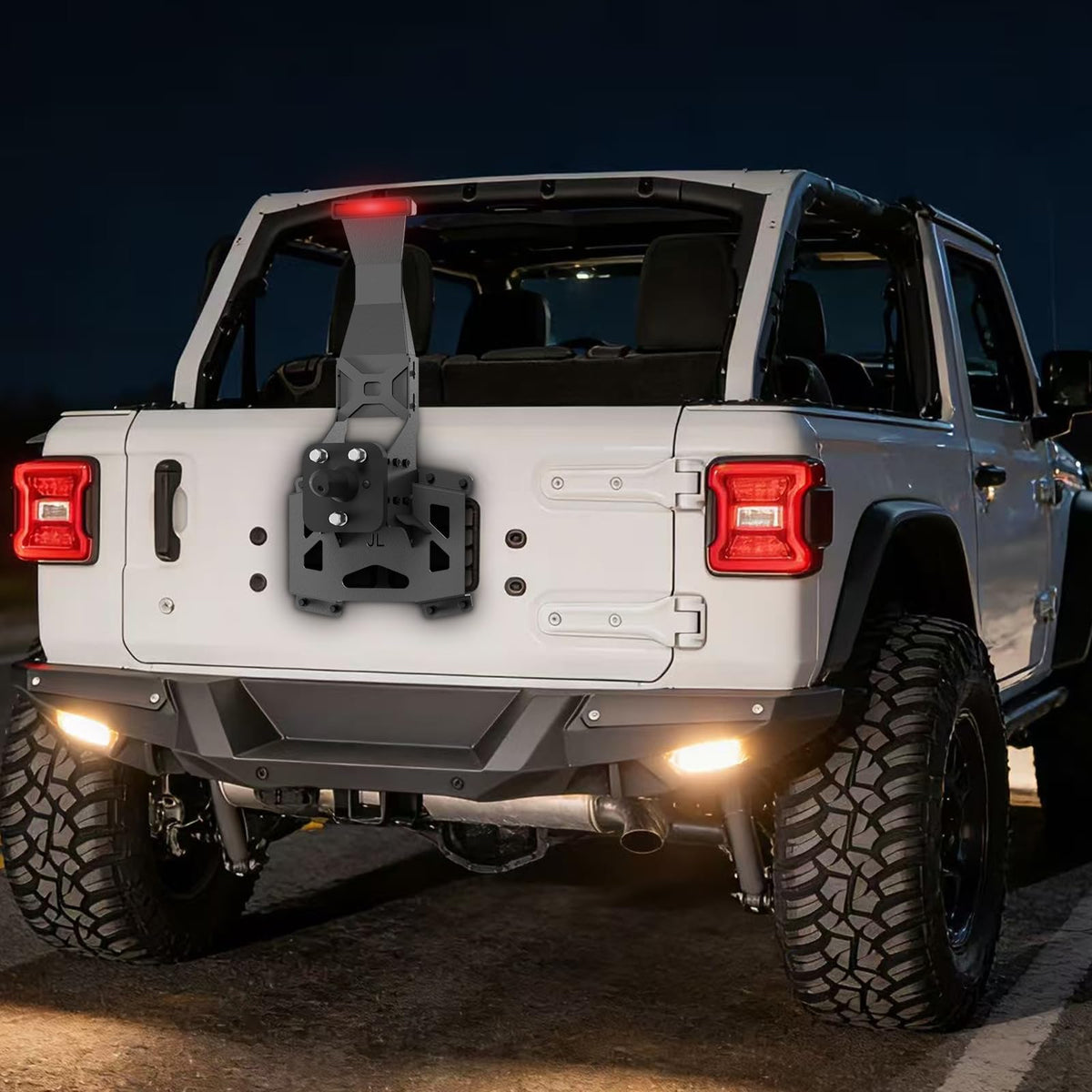 KLYONA for Wrangler JL Adjustable Spare Tire Carrier Compatible with 2018-2026 Jeep Wrangler JL JLU, up to 40 inches Tire Lift with Third Brake Light & Rear-View Camera Slot (Camera not Included)