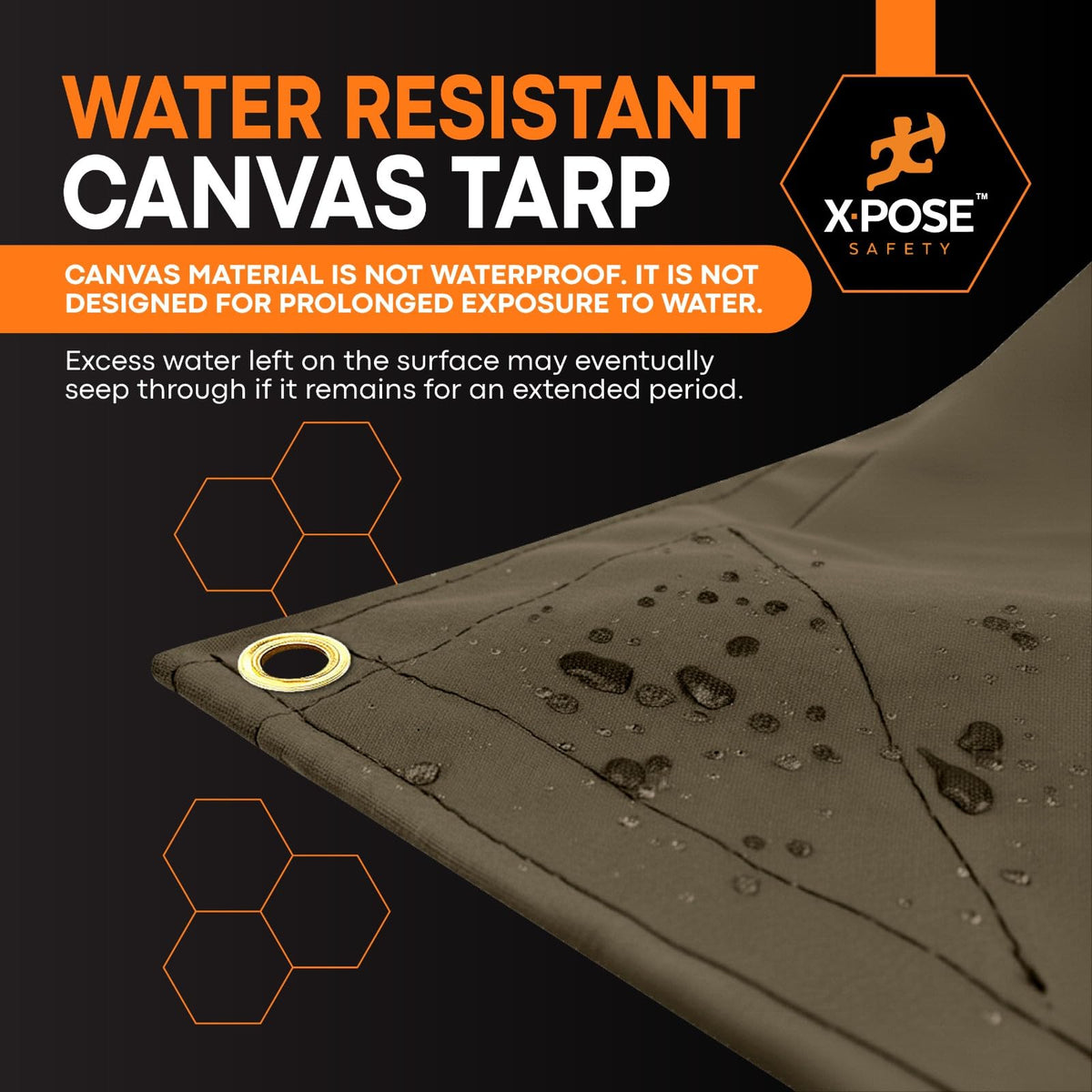 Xpose Safety Canvas Tarp - 10oz Olive Drab Canvas Tarps Heavy Duty Water Resistant with Brass Grommets- Multipurpose Outdoor Tarpaulin for Camping, Canopy, Trailer, Equipment Cover 12' x 24'