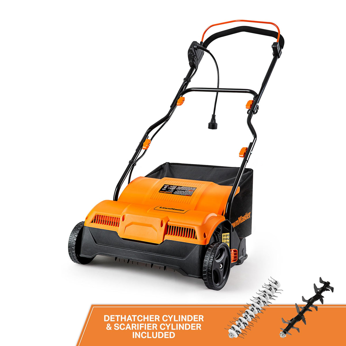 LawnMaster GVB1316 Electric 16” 13 Amp Dethatcher and Scarifier with 12 Gallon Collection Bag