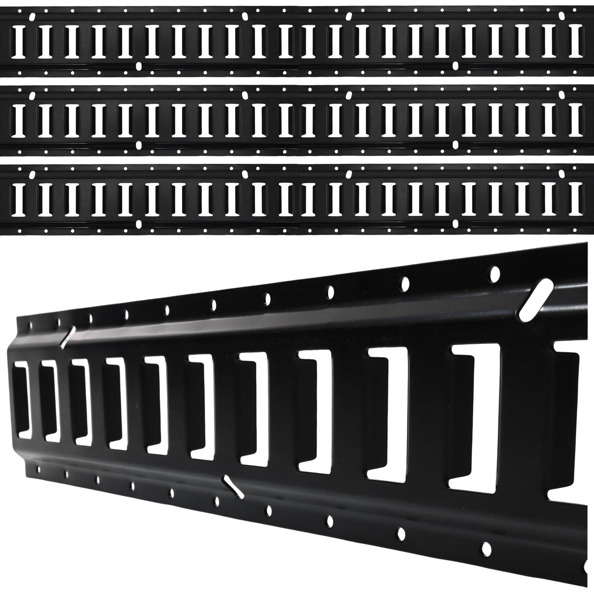 7.5' E Track Tie Down Rail Kit (4 Pack) - Trailer E Tracks with 6,000lbs Break Strength - Power Coated Etrack - Heavy Duty E Track Rail for Securing Cargos, Motorcycles, Bikes, Trailers