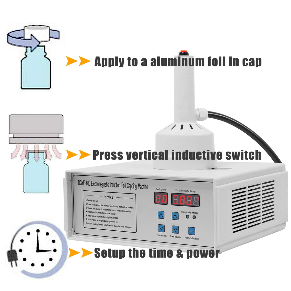 Portable Handheld Induction Sealer 20mm-100mm 110V Induction Sealing Machine White Bottle Cap Sealing Machine