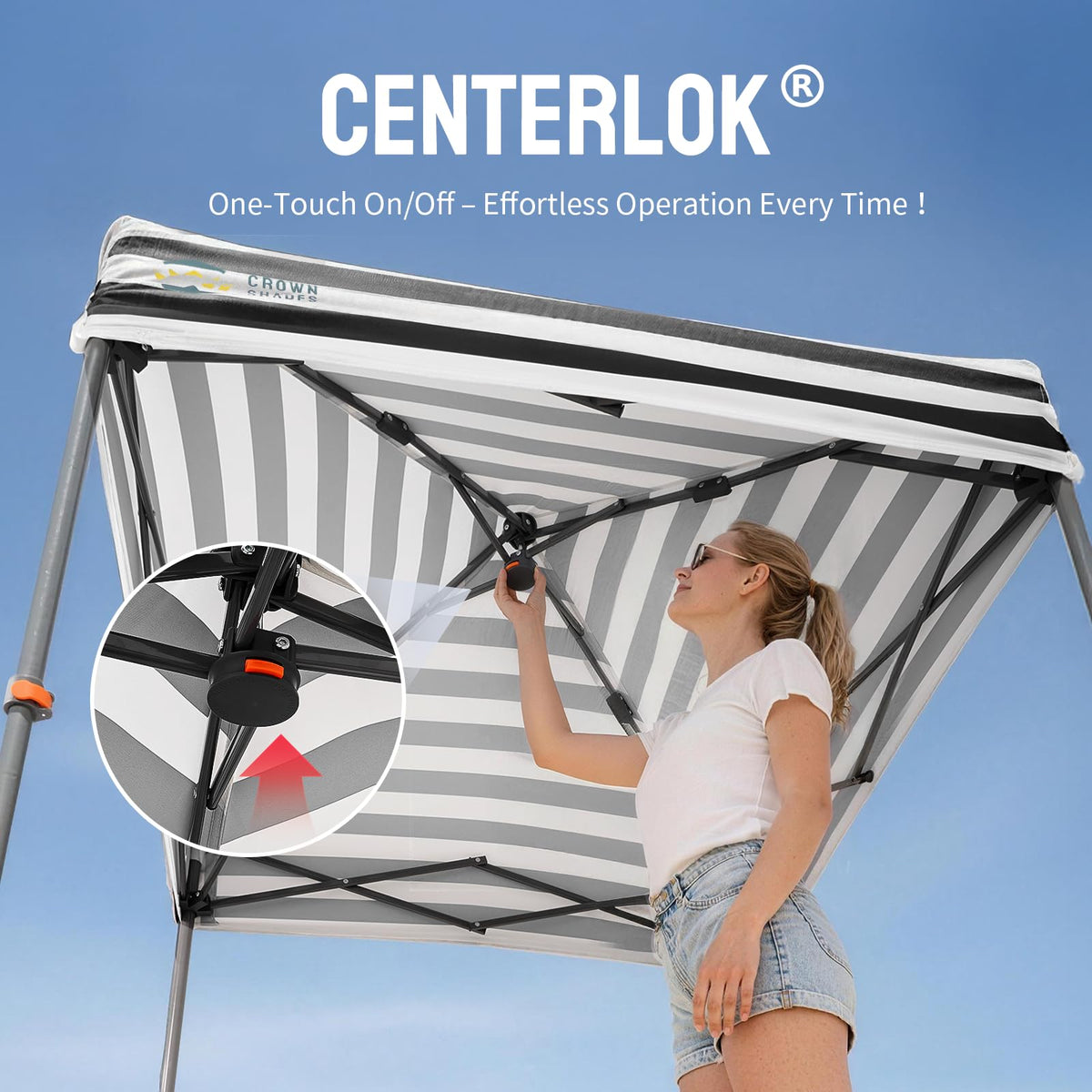 CROWN SHADES 4x4 Pop Up Changing Tent, Patented One-Push Center Lock Portable Changing Room, Privacy Canopy for Camping, Poolside, Beach, Photoshoots, Black/White