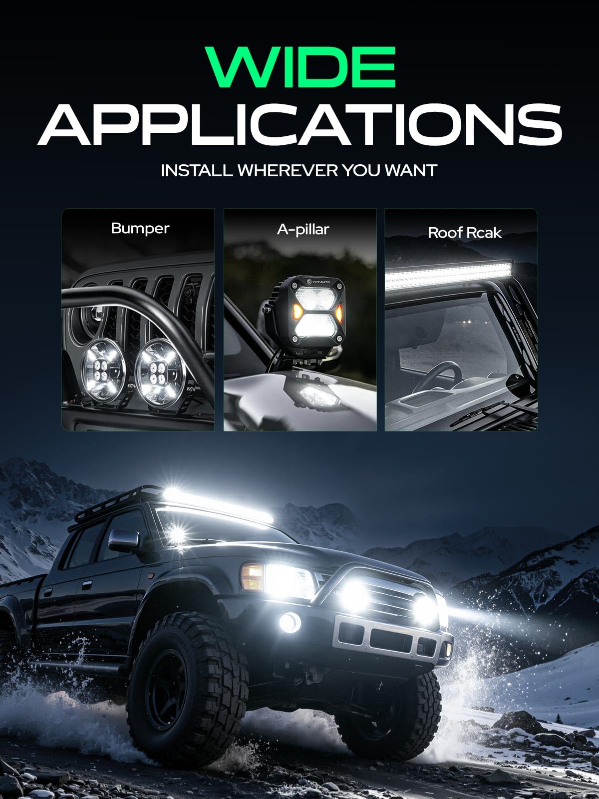 YHTAUTO 4 Inch LED Pod Lights & Light Cover 40W 4800LM 5700K Driving 10x25°Beam Off Road Camper Working Light Bars for 4x4 Pickup Truck ATV UTV Dirt Bike Motorcycle Boat Trailer IP67 Waterproof Lamp