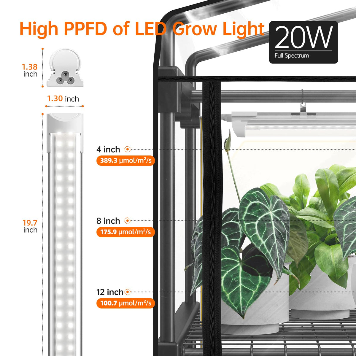 Bstrip Indoor Greenhouse with Grow Light, Mini Green House with 4 Pack 20W Full Spectrum Plant Lights with Timer, Plant Shelf with Tent for Indoor Plant, Seed Starting, Seed Tray, 27.2"x19.9"x61.8"