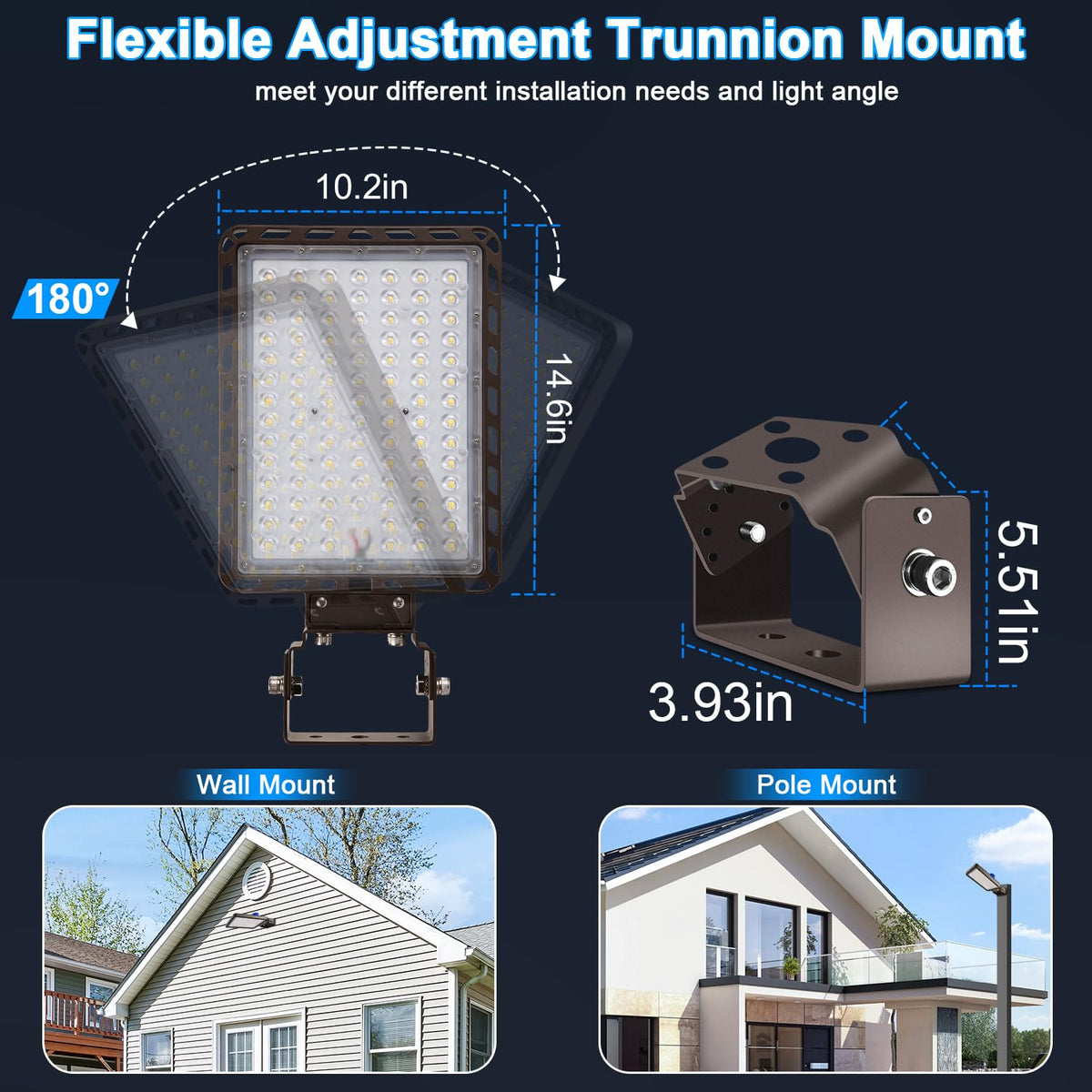 Dream Eeve 240W LED Parking Lot Light Trunnion Mount Dusk to Dawn 5000K Led Parking Lot Lights Area Commercial Security IP65 Waterproof 100-277V 36000LM