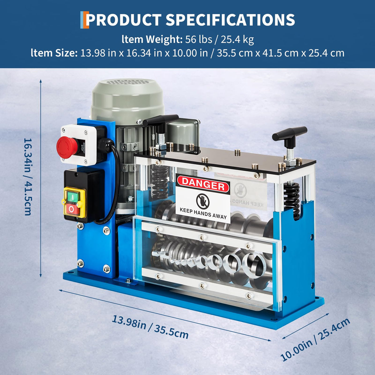 Automatic Wire Stripper Machine, 0.06" - 1.5" Automatic Wire Stripper w/75 Feet/Minute, 370w 10 Channels 10 Blades with Transparent Panel for Recycling Copper