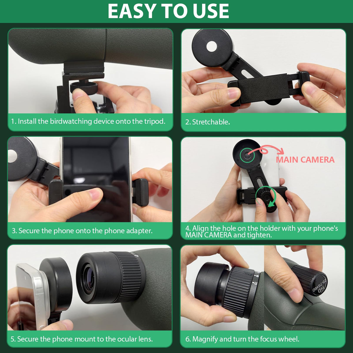 BIBIRE 25-75x80 HD Spotting Scopes, Angled Spotter Scope with Tripod and Phone Adapter Spotting Scope for Bird Watching Wildlife Wiewing