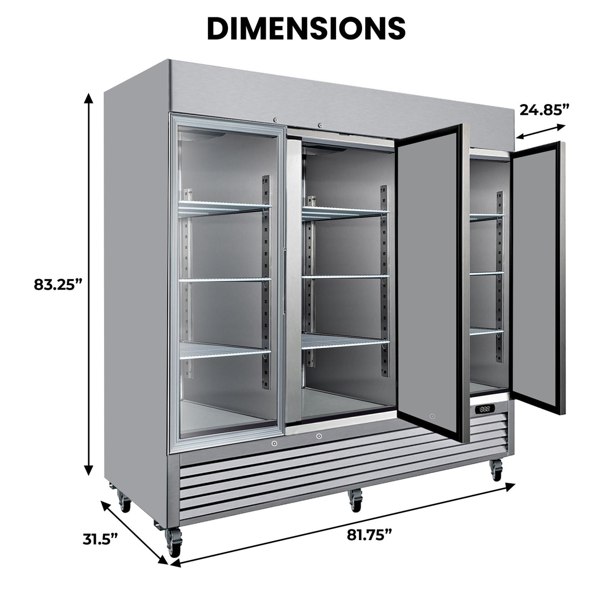 Kenmore Commercial Freezer – Upright Convertible Refrigerator, Frost Free, Congelador For Restaurant, Industrial Use, Cafe, Shop, Buffet Station, Reach-In Full-Size 72 Cu.ft Stainless Steel