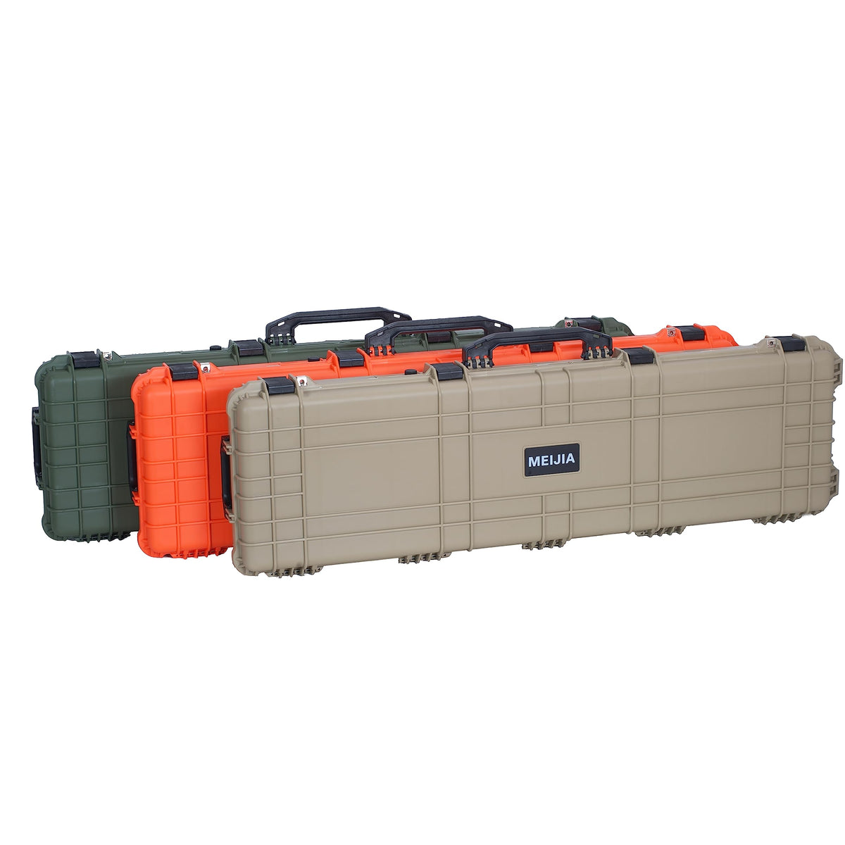 MEIJIA Portable IP67 Waterproof All Weather Hard Rifle Case with Rolling Wheels,Customizable Fit Foam Inserted,Soft Grip Handle,53x16.14x6.1inches (Green)