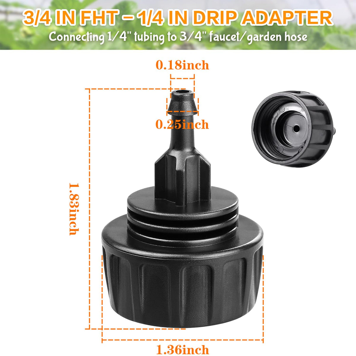 Gardrip 3/4 Inch Female Pipe Thread to 1/4 Inch Drip Irrigation Tubing Adapter: 6 Pieces 1/4 In. Barbed Drip Line x 3/4 In. Faucet PVC Adapter Connect 3/4" FHT Faucet