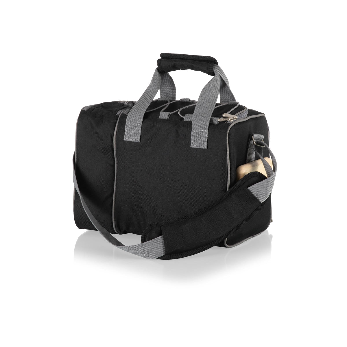 PICNIC TIME Malibu Picnic Basket Cooler, Full Service Lunch Bag for 2, Easy Carry Modern Cooler Bag, Water-Resistant Insulated Lunchbag with Shoulder Strap, (Heathered Gray with Black Accents)