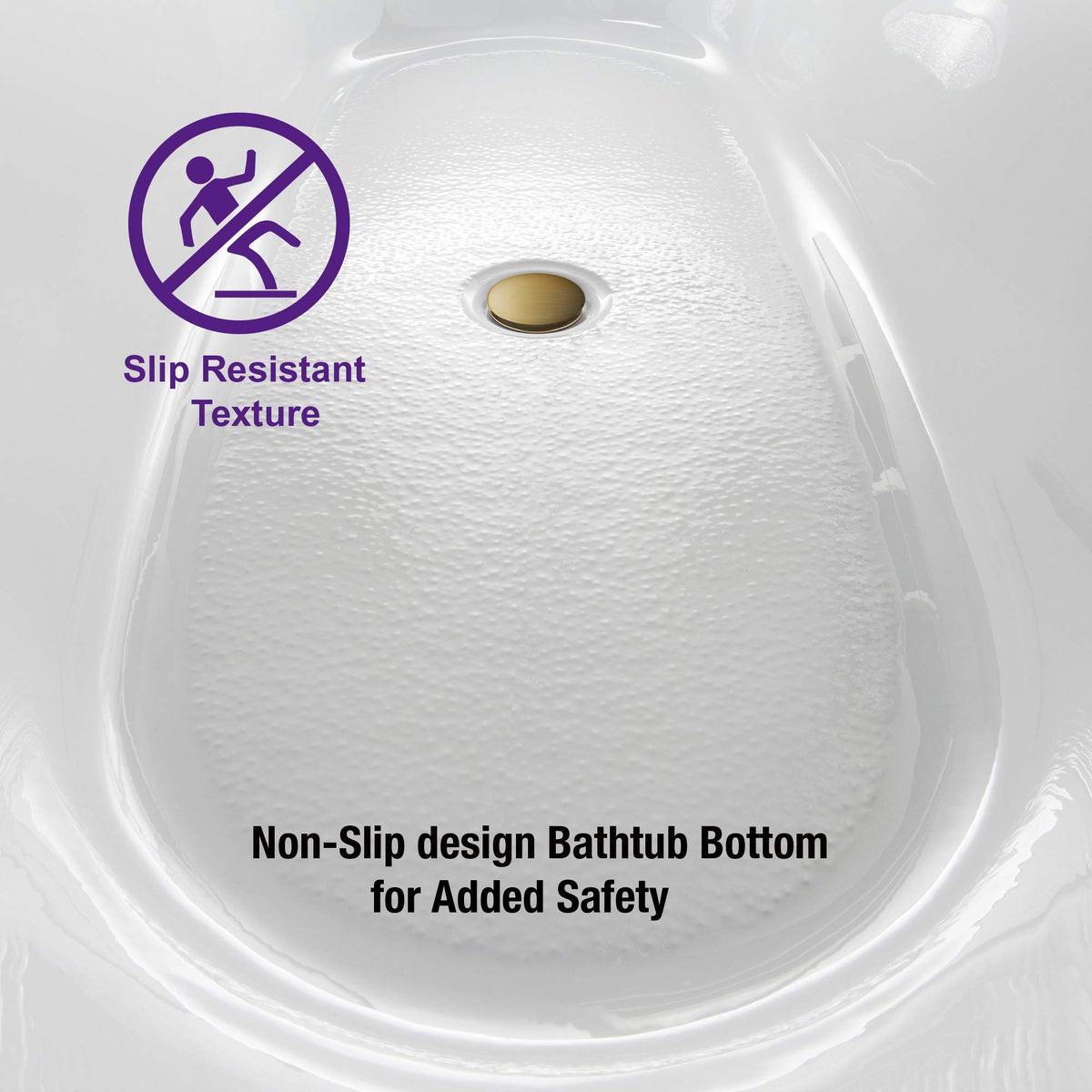 WOODBRIDGE 54"Freestanding White Acylic Soaking Bathtub with Brushed Gold Drain and Overflow,BTA1702-BG-Drain&O