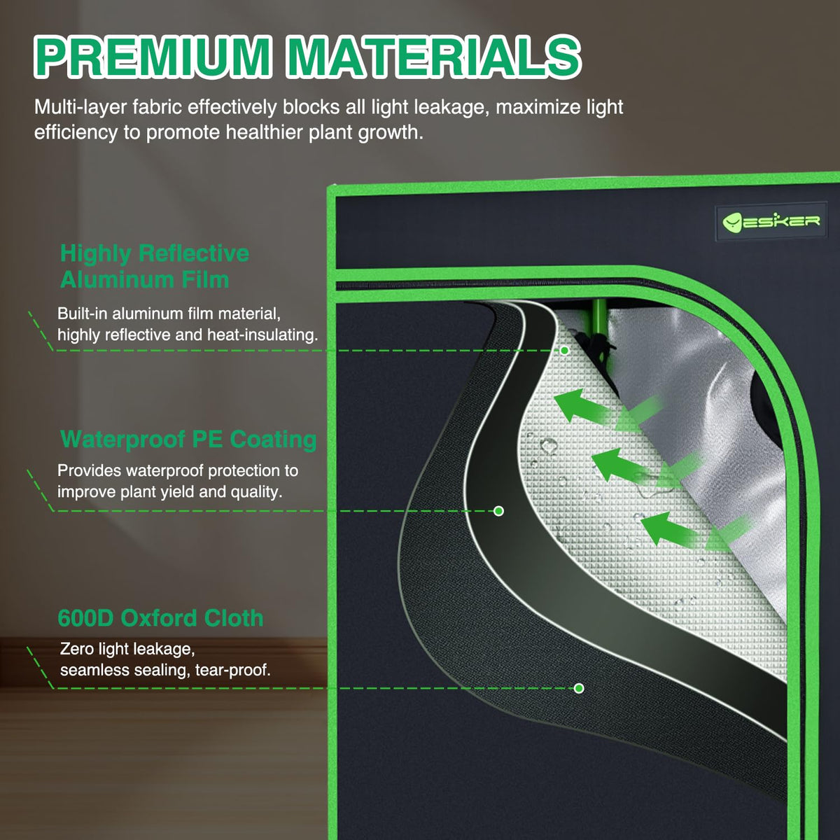 Yesker 4x4 Grow Tent 48"x48"x80" High Reflective Mylar Indoor Growing Tents 600D Oxford Cloth with Observation Window and Removable Floor Tray for Hydroponics Indoor Plants Fruit Flower Veg Growing